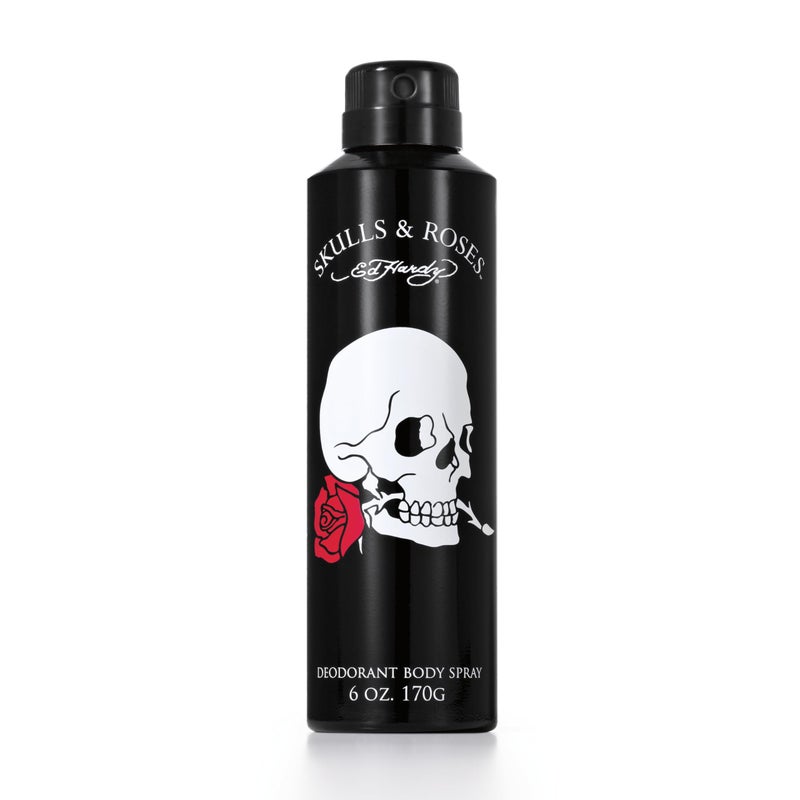 Ed Hardy Skulls & Roses Men's Deodorant & Fragrance Body Spray, 6 oz - Image 1
